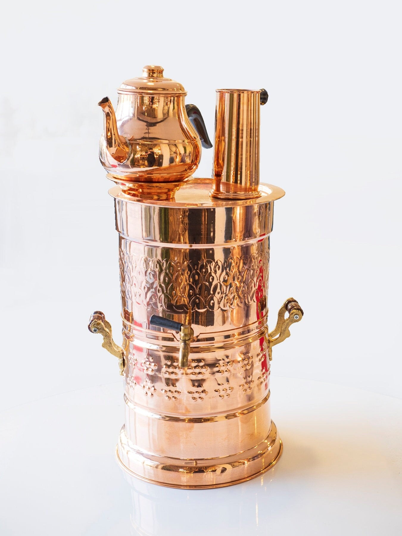 Handmade Copper Samovar, Copper Samovar With Charoal