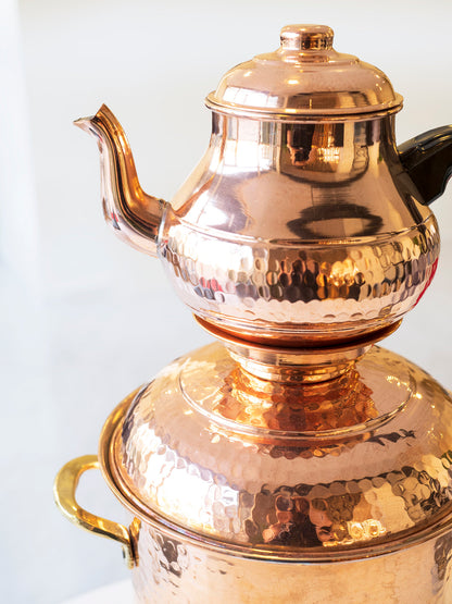 Handmade Copper Samovar with Electric Thermostat, %100 Handmade Copper Turkish Samovar, Copper Samovar