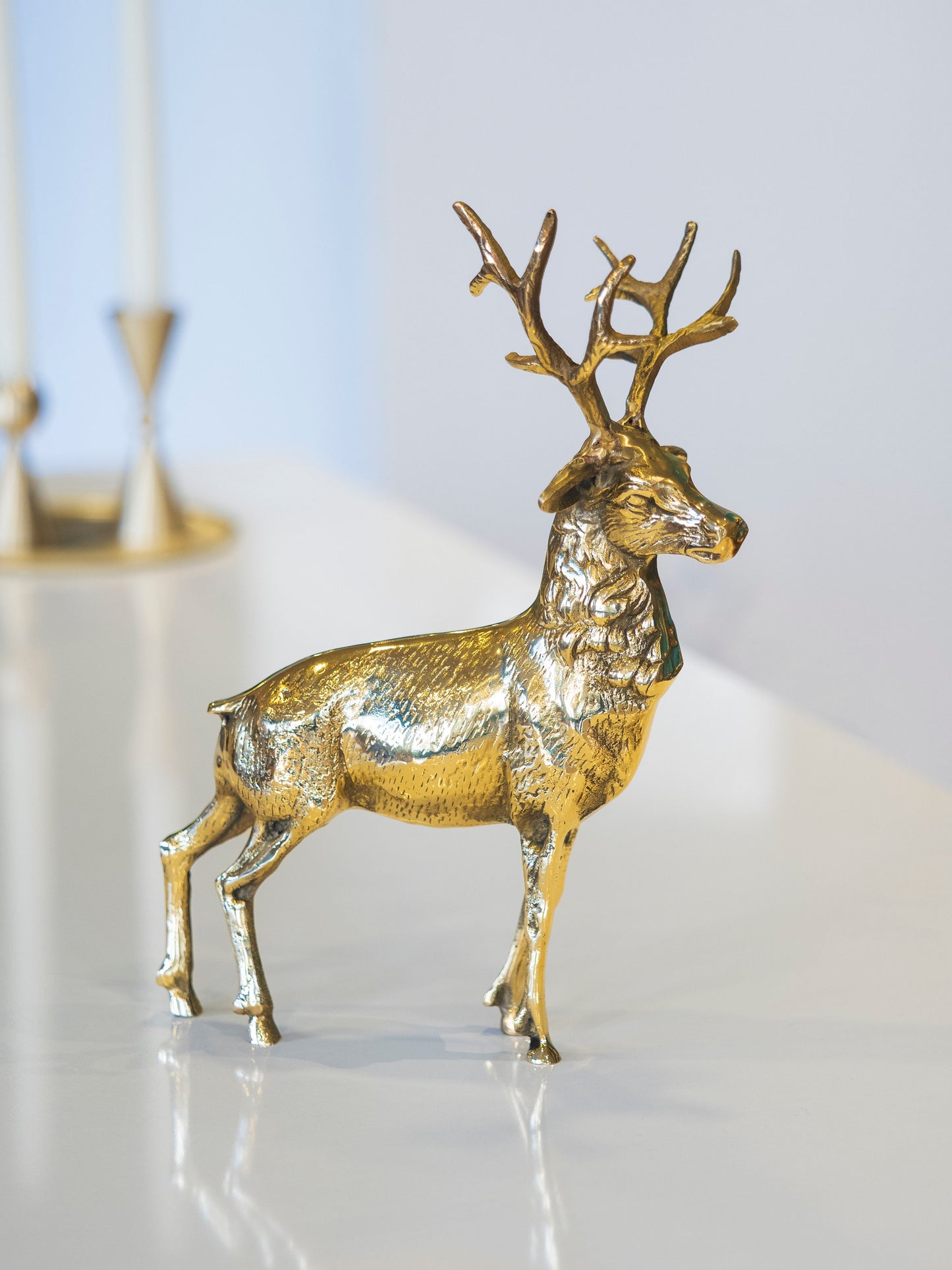 Christmas Gift Solid Brass Deer Statue