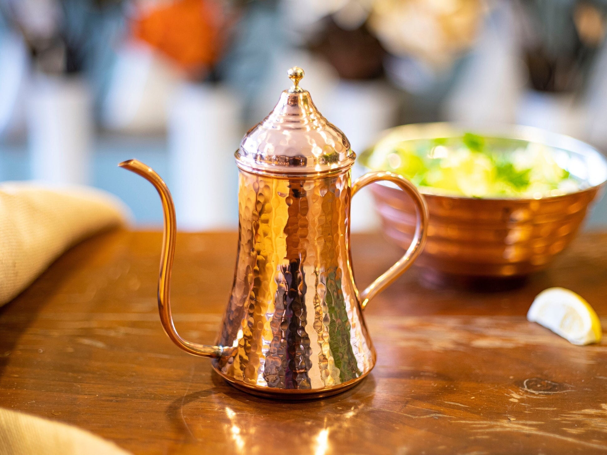 Hammered Copper Oil Bottle,  Pure Copper Oil Cruet, Handmade Copper Oil Dispenser