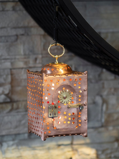 Copper Lantern, Rustic Copper Lantern, Handmade Copper Lantern Candle Holder