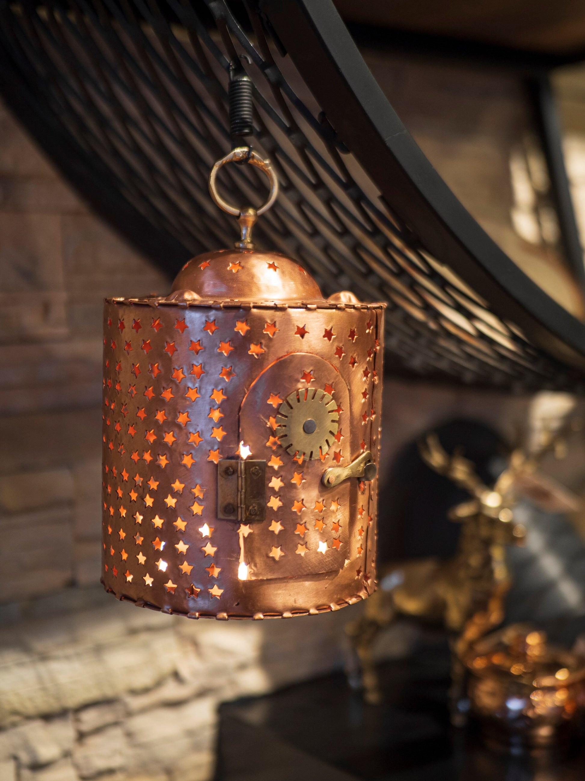 Copper Lantern, Rustic Copper Lantern, Handmade Copper Lantern Candle Holder