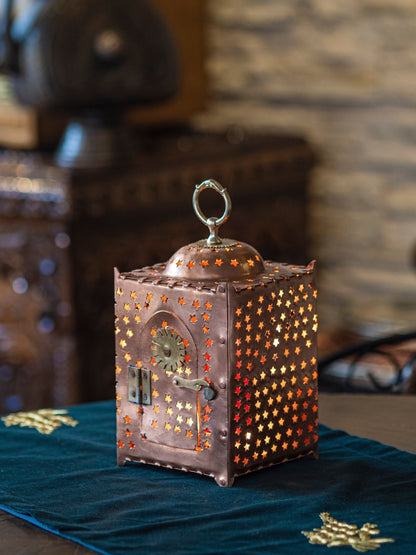 Copper Lantern, Rustic Copper Lantern, Handmade Copper Lantern Candle Holder