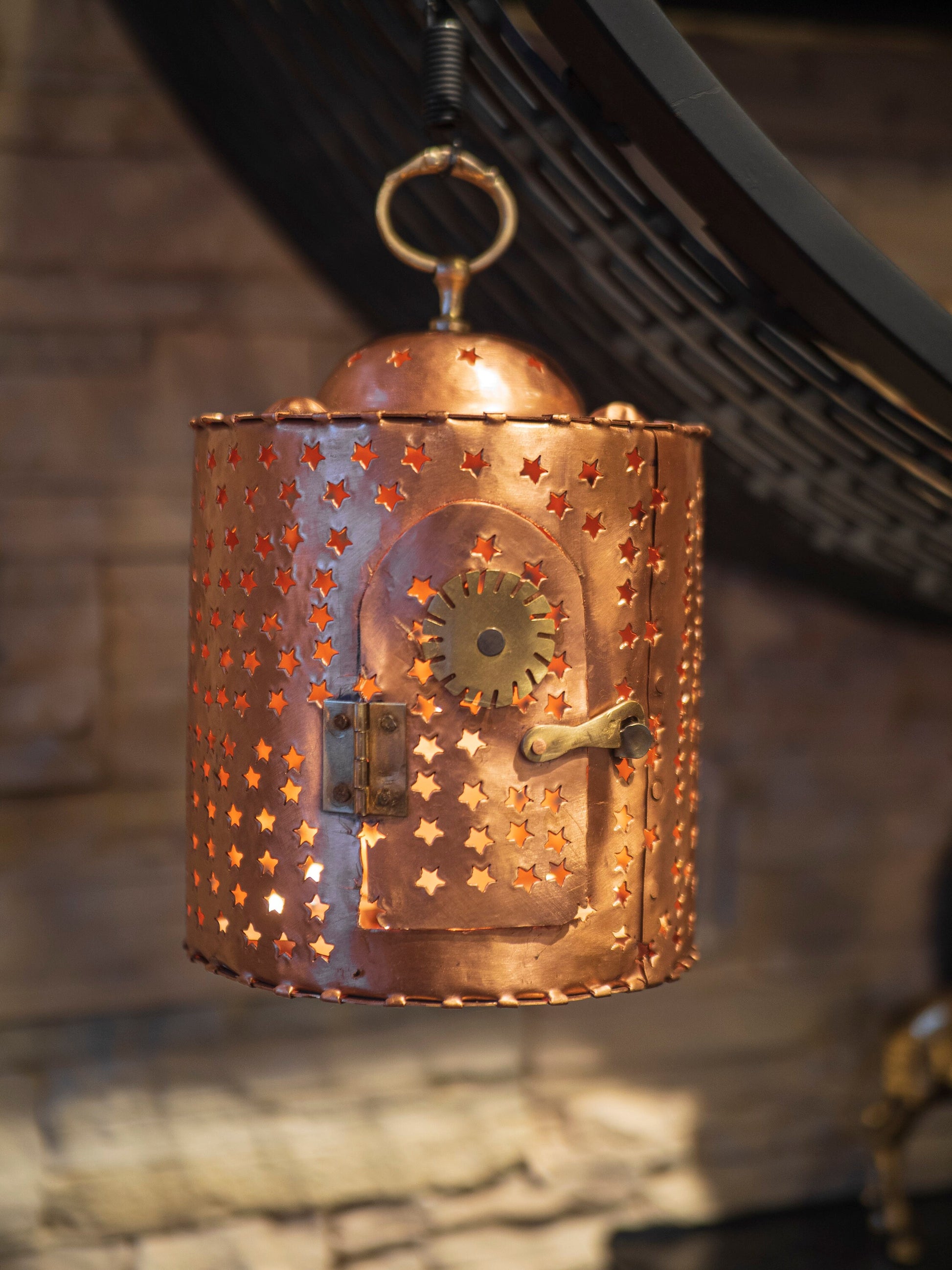 Copper Lantern, Rustic Copper Lantern, Handmade Copper Lantern Candle Holder