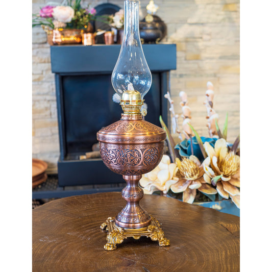 Copper Oil Lamp, Vintage Oil Lamp, Decorative Copper Oil Lamp, Copper Oil Lantern