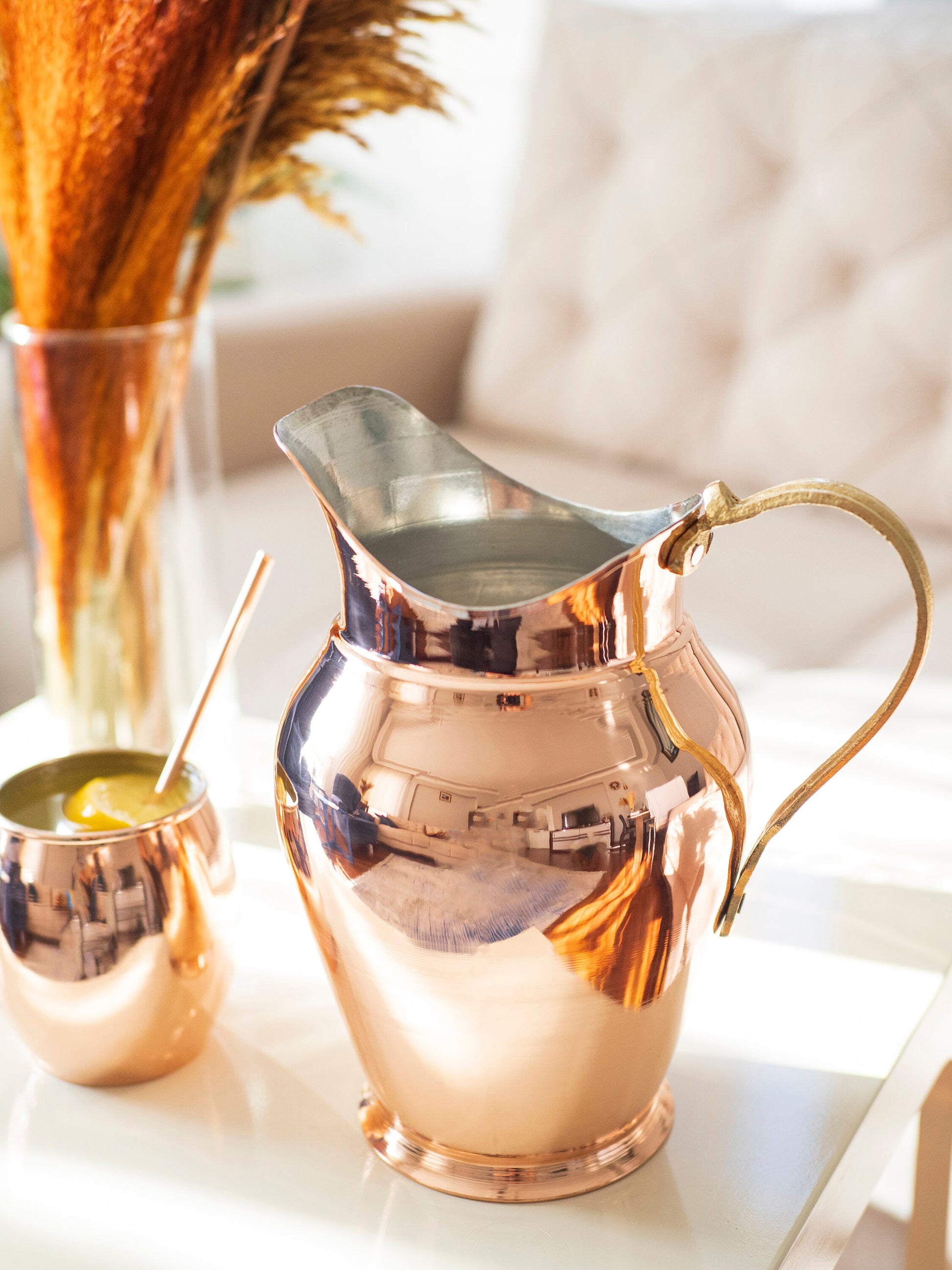 Handmade Copper Pot, Copper Pitcher,  3 Liters Pitcher, Vintage Copper Pitcher, Unique Copper Pot, Copper Kitchen Decor