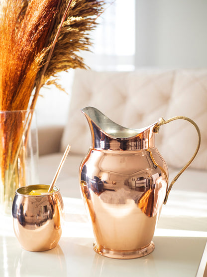 Handmade Copper Pot, Copper Pitcher,  3 Liters Pitcher, Vintage Copper Pitcher, Unique Copper Pot, Copper Kitchen Decor