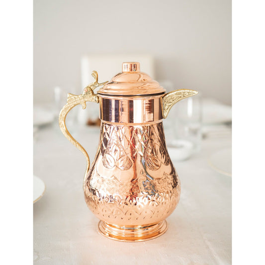 Handmade Copper 2 Liters Pitcher, Handmade Copper Jug, Pure Copper Jug for Drinking Water, Copper Kitchen Decor