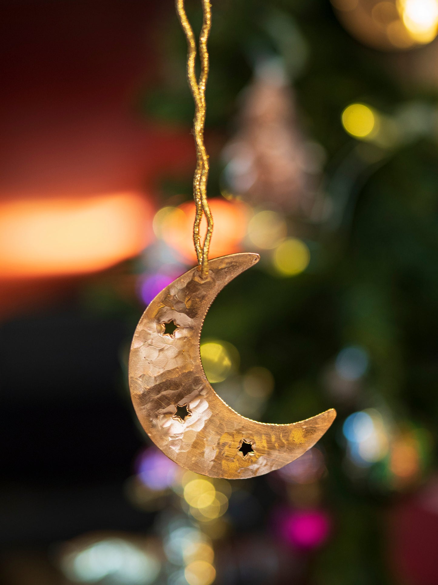 Handmade Copper Christmas Ornament Set of 5