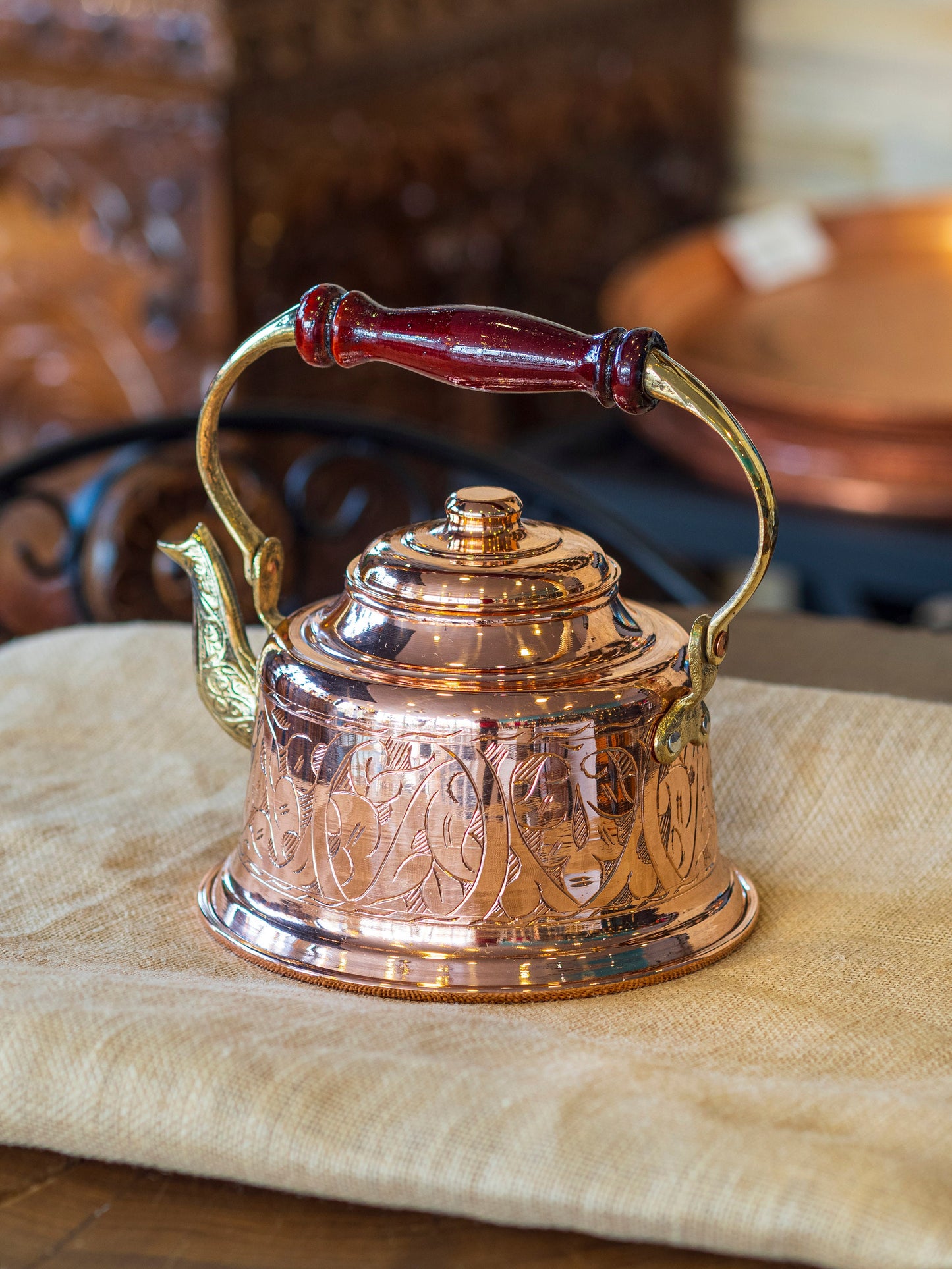 Handmade Copper Teapot, Engraved Copper Kettle, Copper Tea Kettle, Herbal Tea Kettle, Vintage Kettle, Handmade Copper Kettle