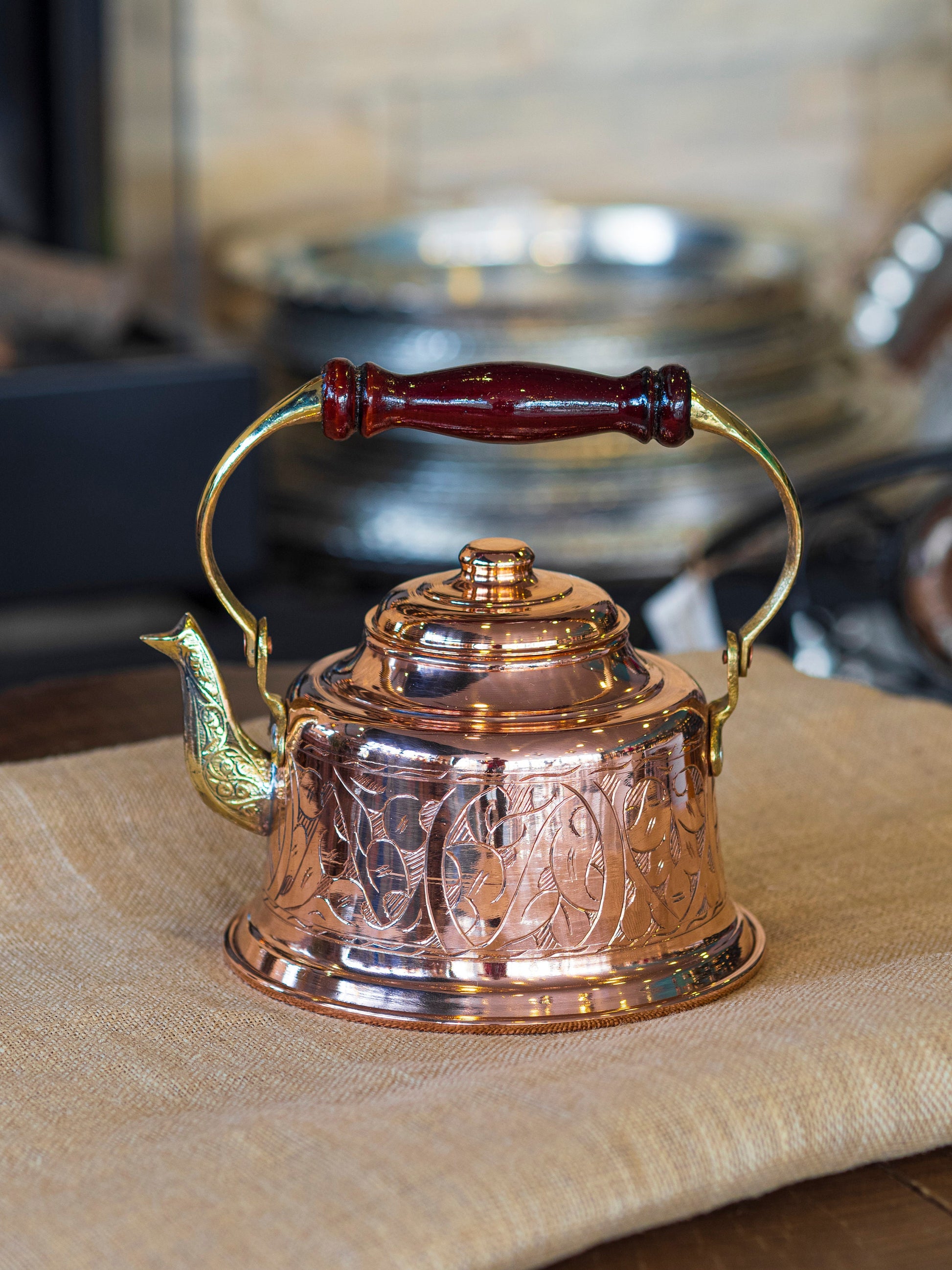 Handmade Copper Teapot, Engraved Copper Kettle, Copper Tea Kettle, Herbal Tea Kettle, Vintage Kettle, Handmade Copper Kettle