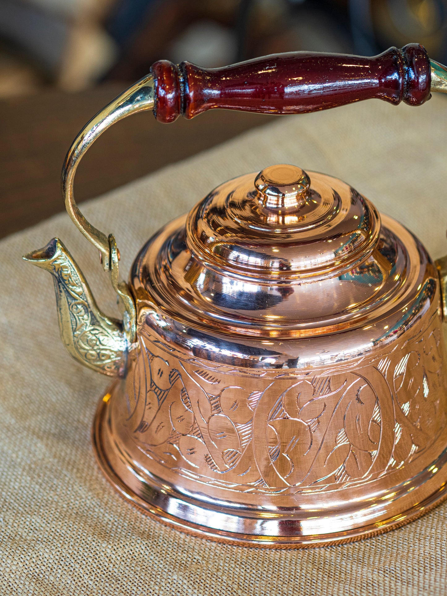 Handmade Copper Teapot, Engraved Copper Kettle, Copper Tea Kettle, Herbal Tea Kettle, Vintage Kettle, Handmade Copper Kettle