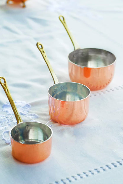 Copper Measuring Cups Set of 3, Mini Copper Pans, Handmade Copper Mini Sauce Pan