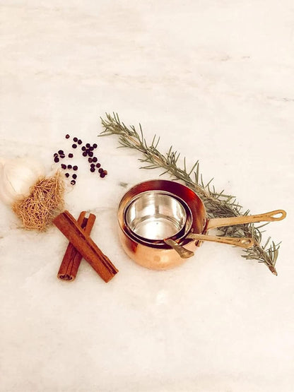 Copper Measuring Cups Set of 3, Mini Copper Pans, Handmade Copper Mini Sauce Pan