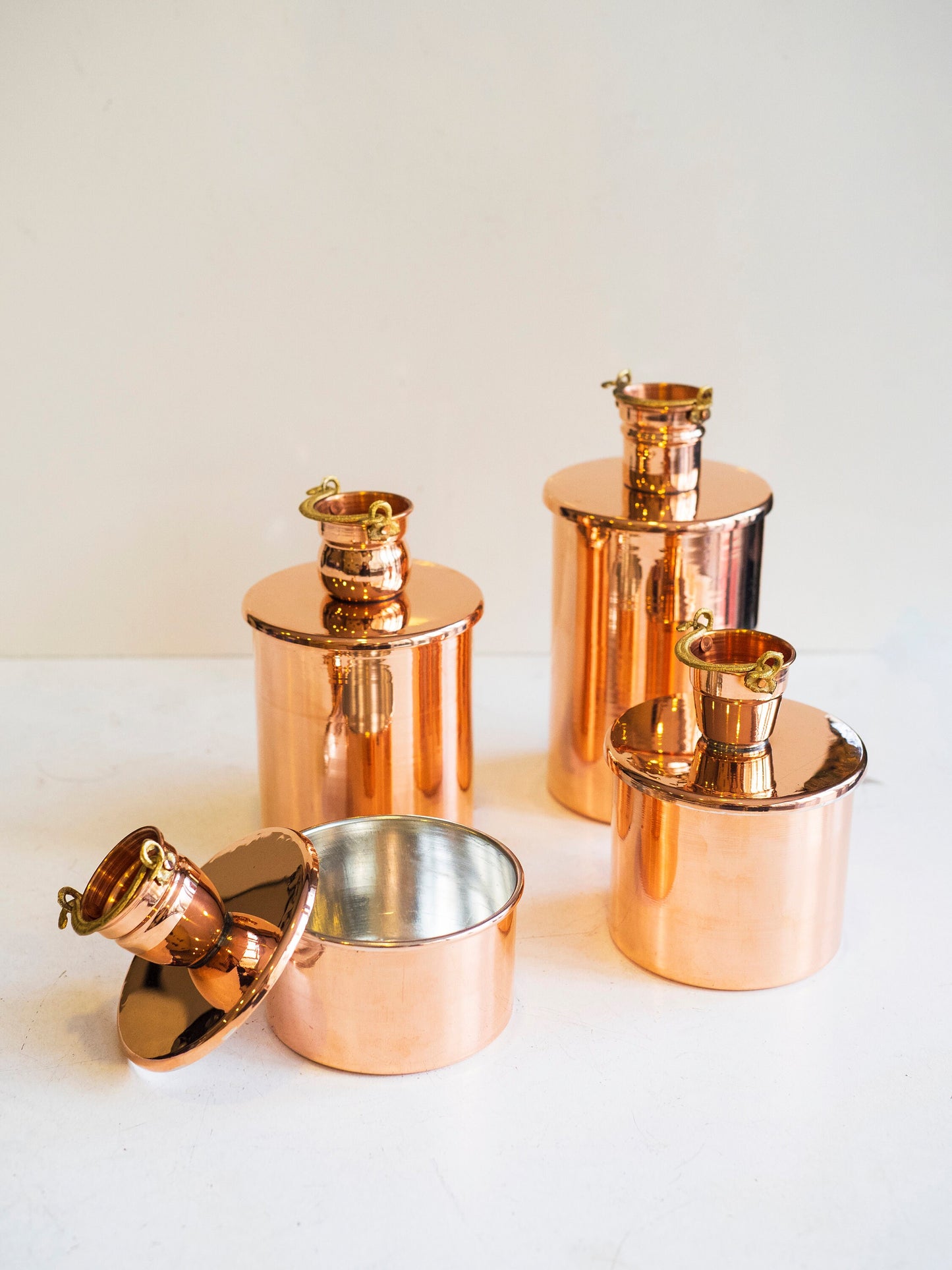 Handmade Pure Copper Canister Set of 4, Copper Jar Canister, Copper Storage Box, Kitchen Decoration