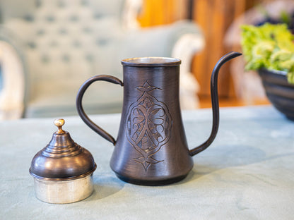 Handmade Engraved Copper Oil Dispenser, Oxidized Copper, 3 Size Options