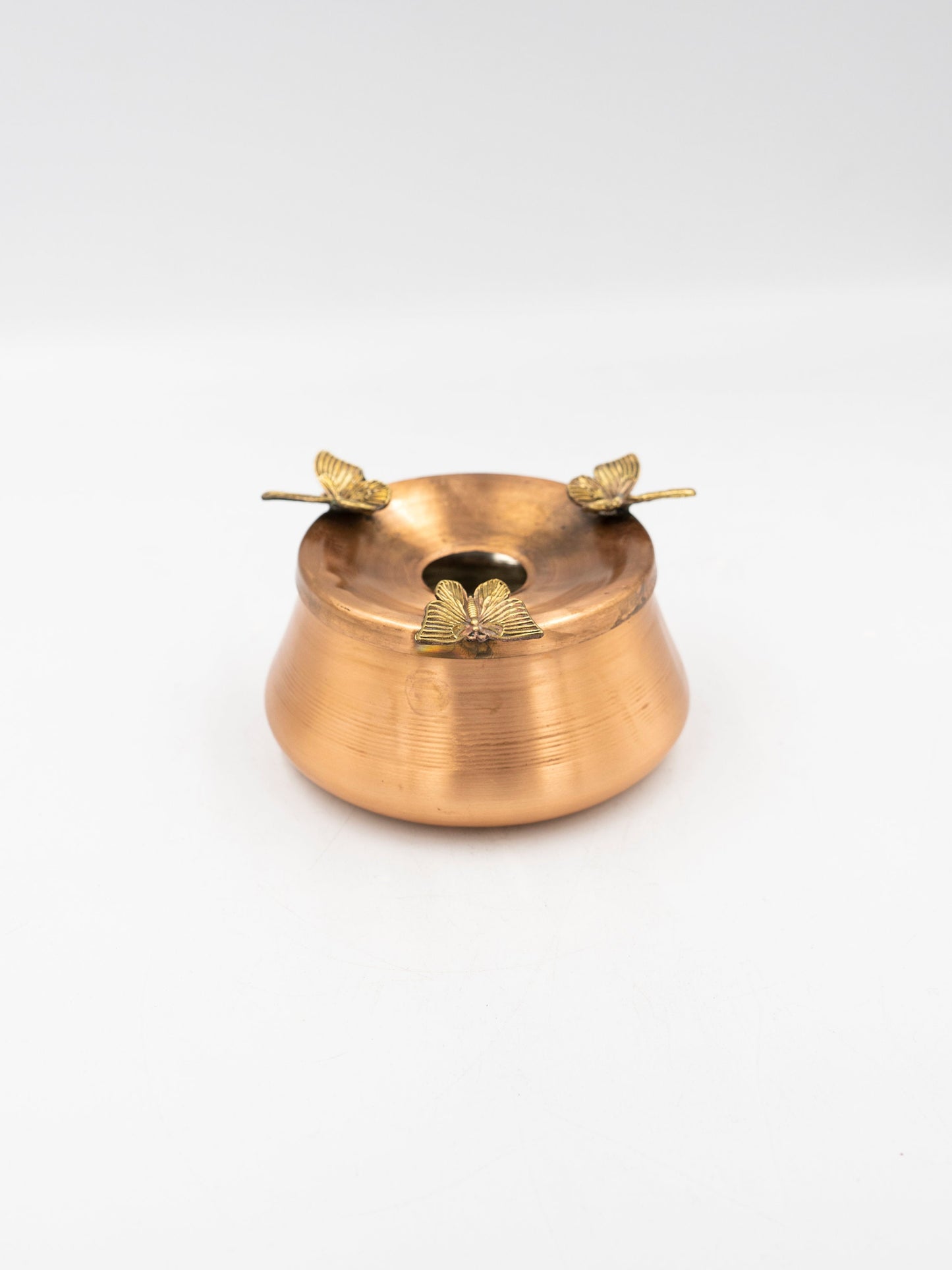 Handmade Copper Ashtray, Butterfly Detailed