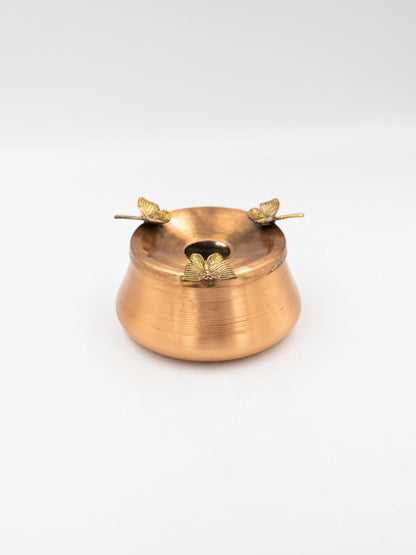 Handmade Copper Ashtray, Butterfly Detailed