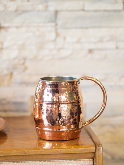 Handmade Copper Barrel Mug, 1.2 Liter