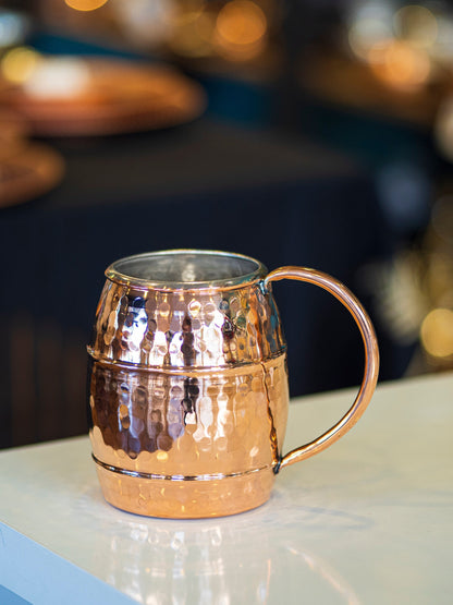 Handmade Copper Barrel Mug, 1.2 Liter