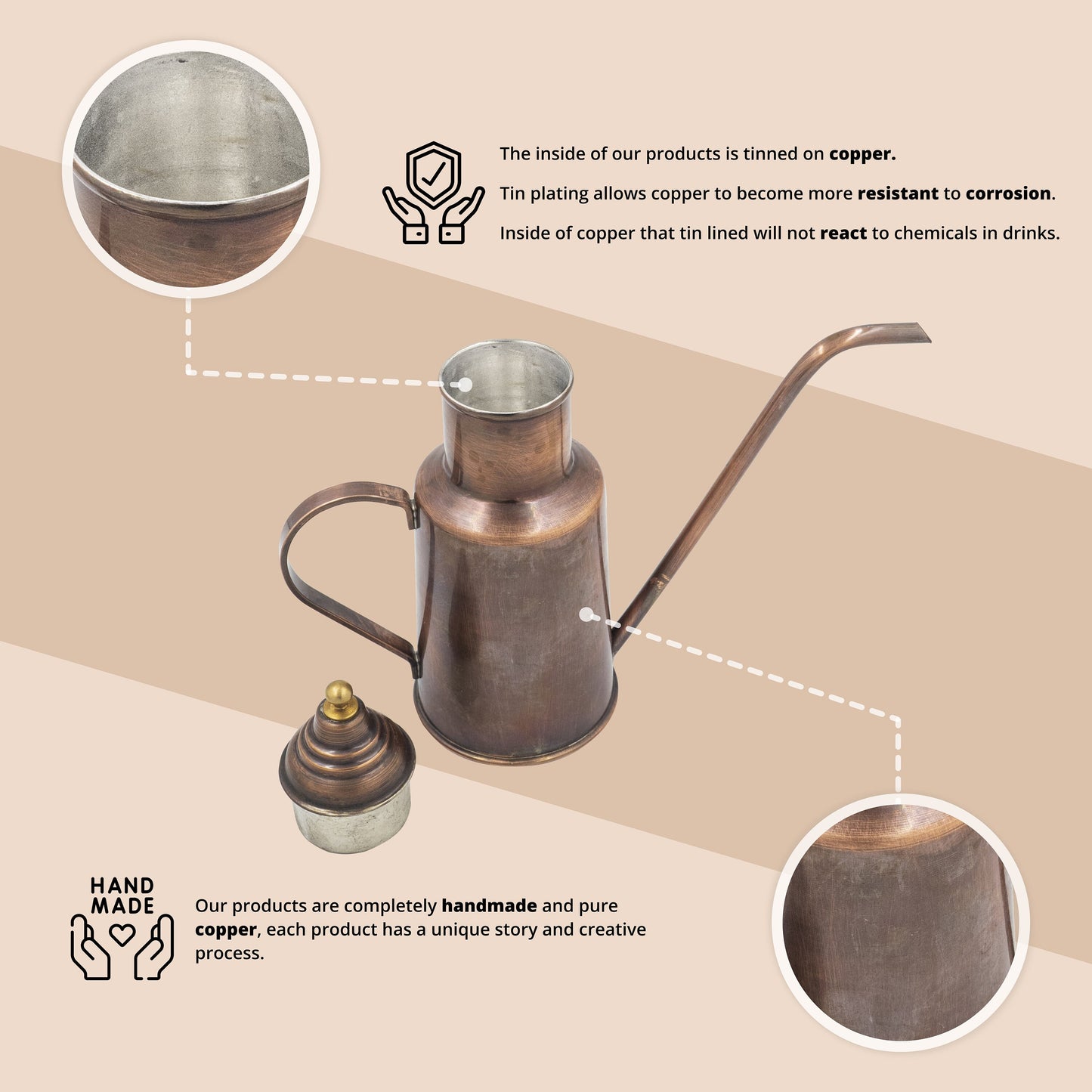 Handmade Copper Oil Dispenser, 3 Color Options