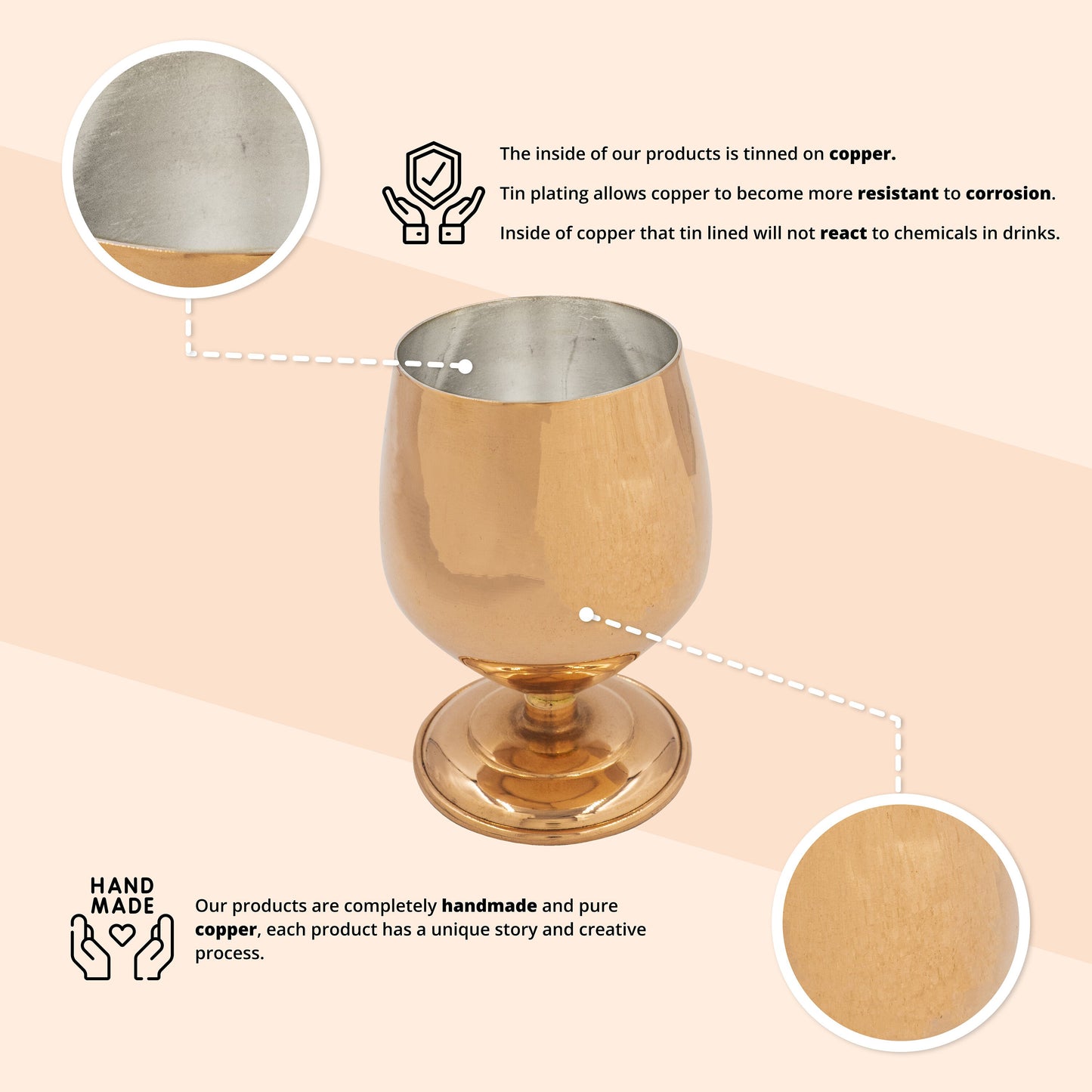 Copper Cocktail Glass, Copper Wine glass, 2 Color Opitons