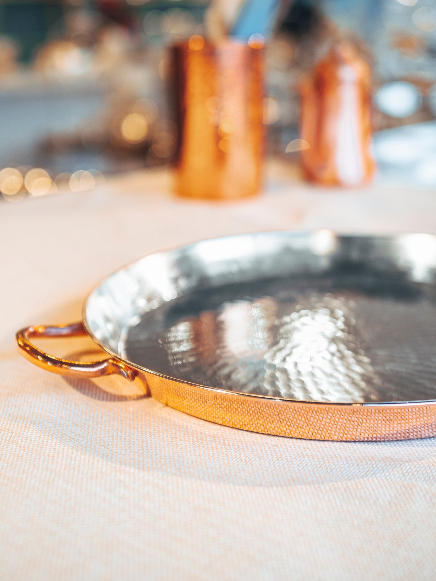 Handmade Copper Round Oven Pan, Handcrafted Copper Pan with Double Handles, Even Heating and Easy Cooking