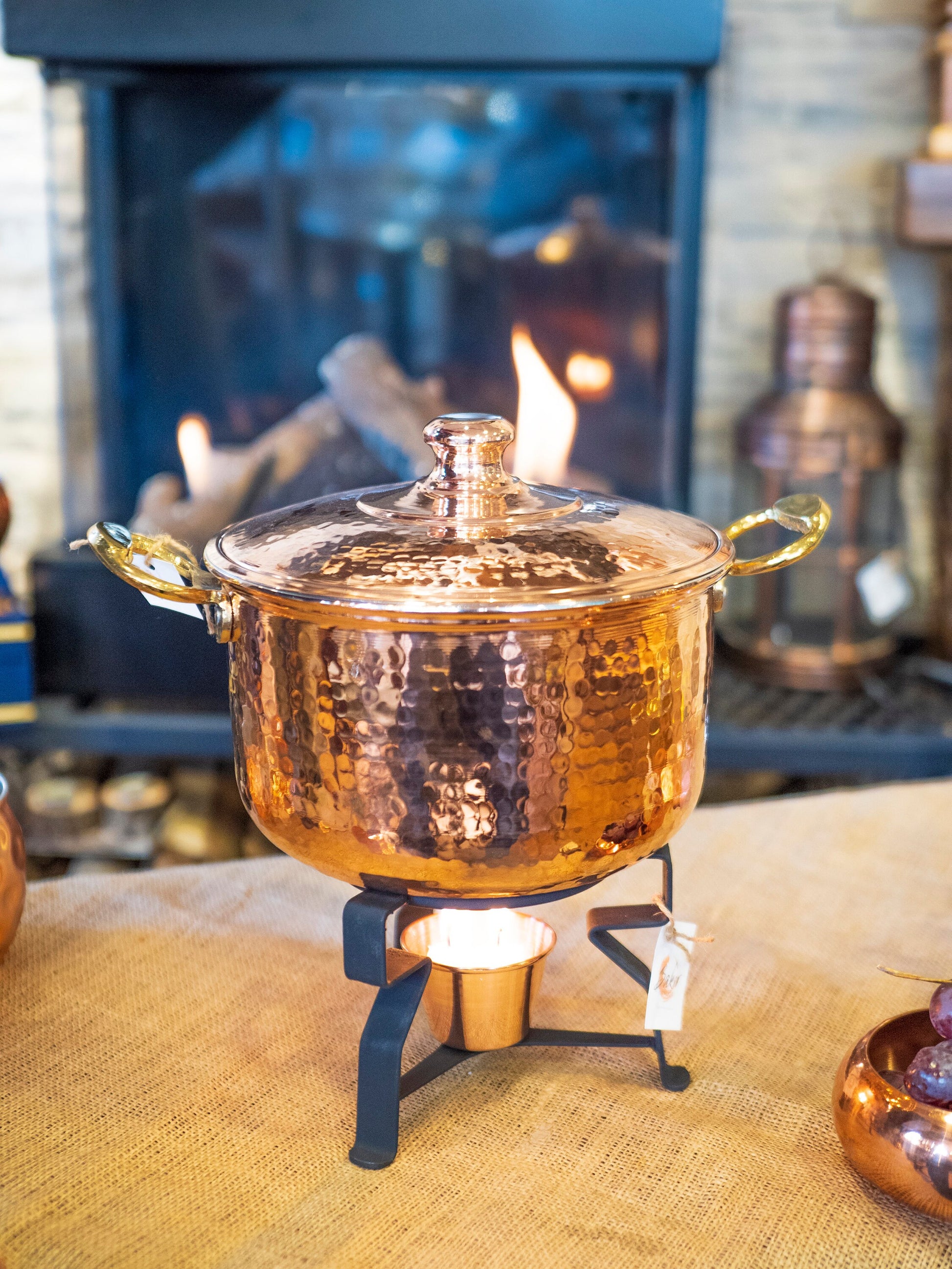 Copper Teapot Warmer, Steel Pot Warmer, Handmade Teapot Warmer, Painted Steel Warmer