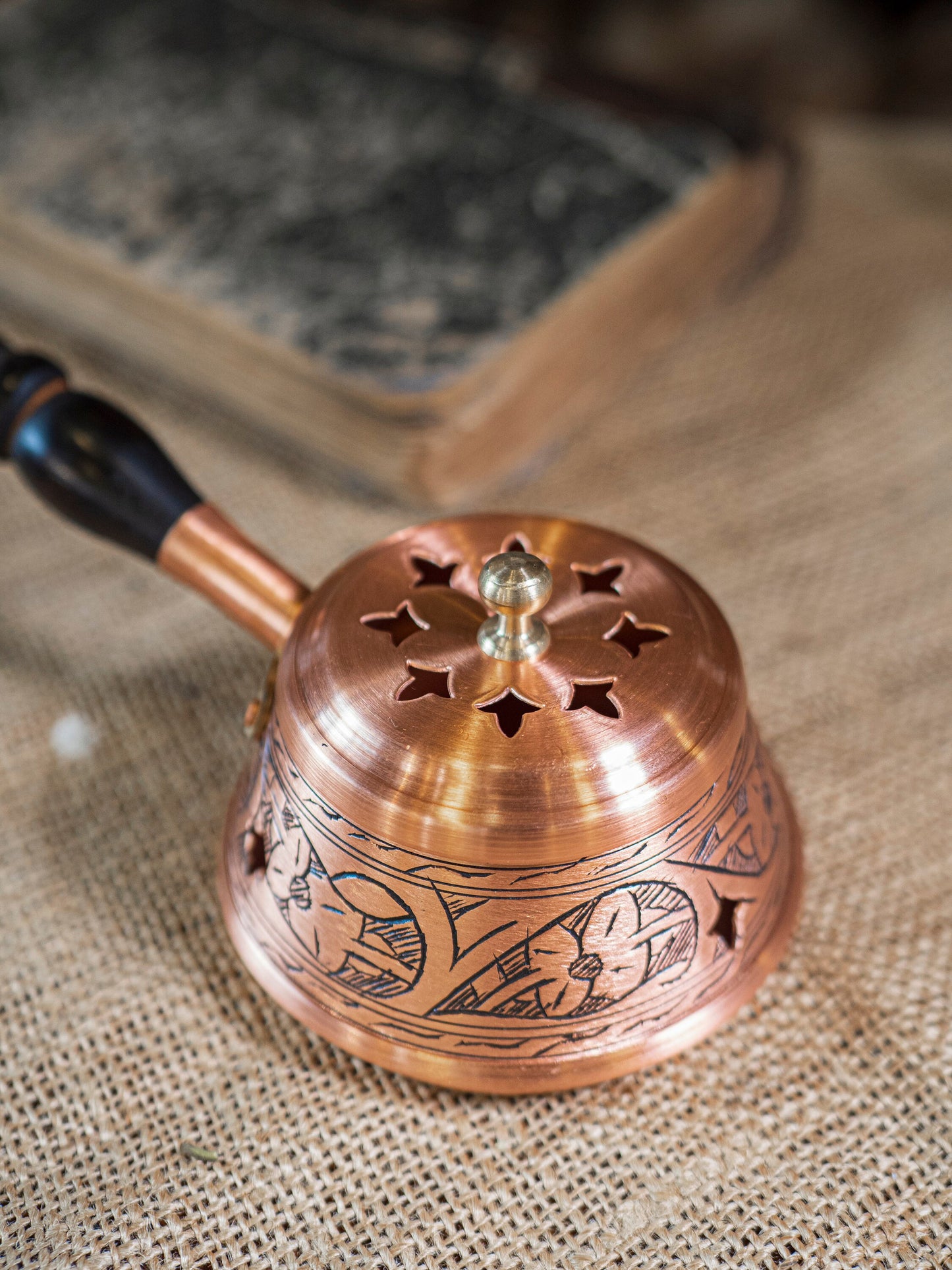 Handmade Copper Censer, Engraved Copper Censer, Copper Incense Burner, Vintage Censer, Handmade Copper Gift,