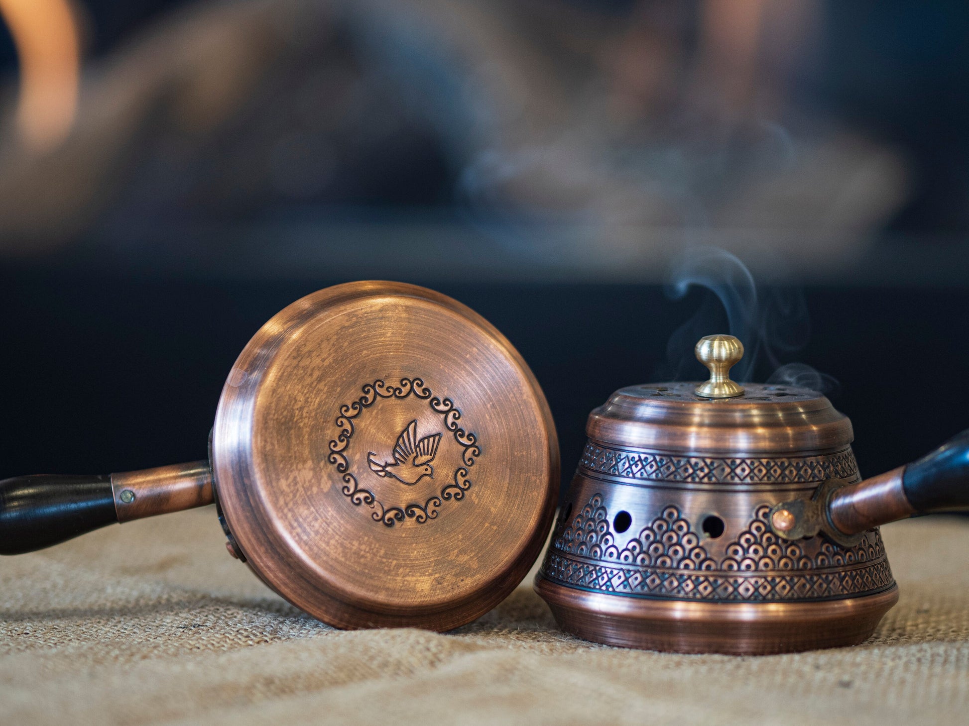 Engraved Copper Censer, Vintage Style Copper Censer, Handmade Copper Gift