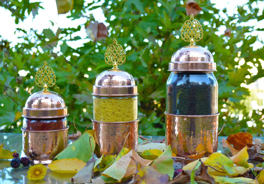 Handmade Copper Canister with Glass Set of 3, 2 Color Options