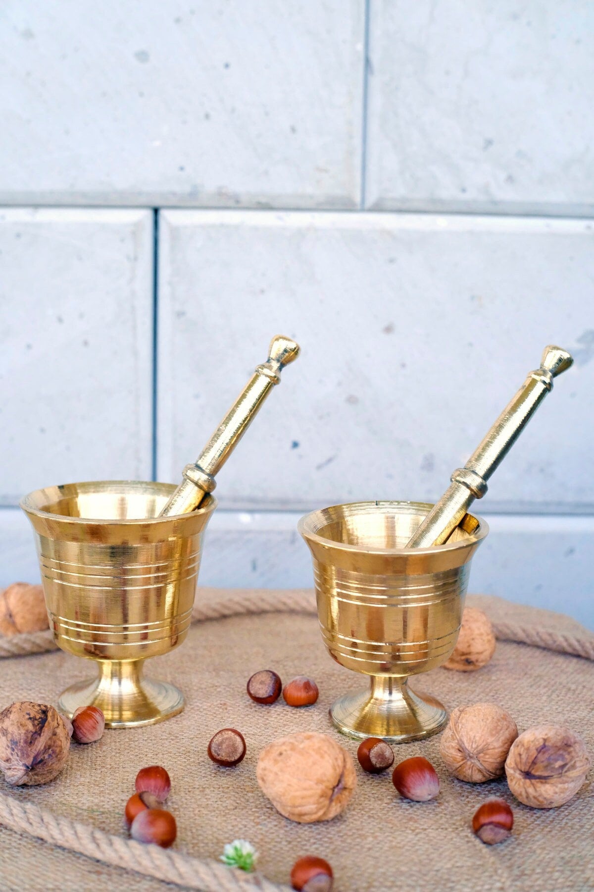 Handmade Brass Mortar and Pestle, 3 Different size