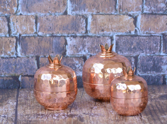 Handmade Copper Pomegranate, Copper Candy Container, 2 Color Options