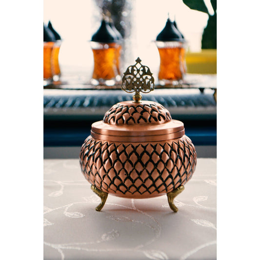 Handmade Copper Sugar Bowl with Lid, 2 Color Options