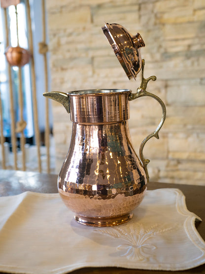 Handmade Hammered Copper Pitcher 2 Liters, Vintage Copper Pitcher, Unique Copper Pot, Copper Kitchen Decor