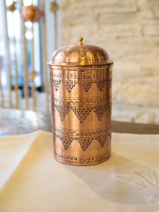 Handmade Engraved Copper Canister