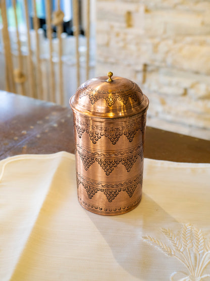 Handmade Engraved Copper Canister