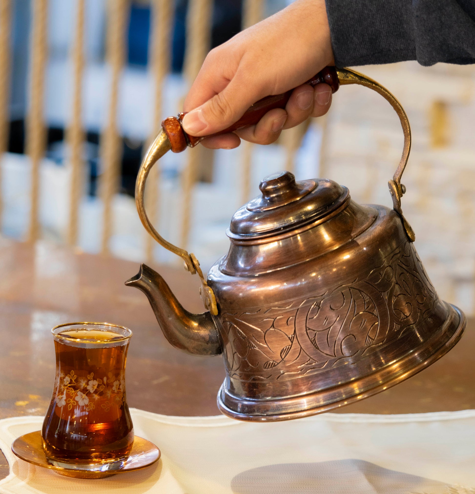 Engraved Copper Kettle, Handmade Copper Tea Pot, Stovetop Tea Pot, Vintage Style Copper Tea Kettle,