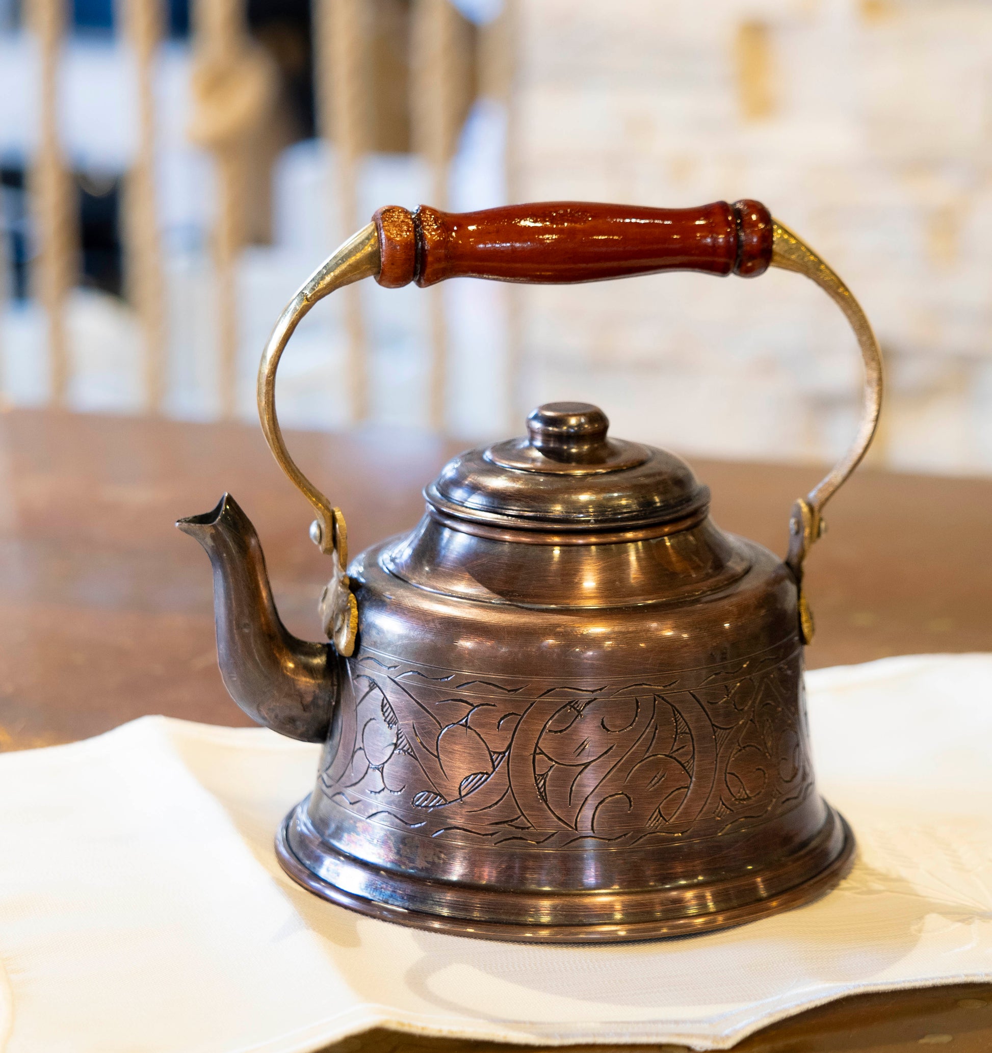 Engraved Copper Kettle, Handmade Copper Tea Pot, Stovetop Tea Pot, Vintage Style Copper Tea Kettle,