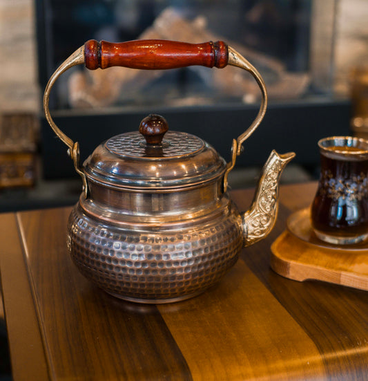 Copper Teapot, Italian Style Copper Tea Pot, Copper Tea Kettle, Vintage Tea Kettle, Copper Brass Kettle, Handmade Copper Kettle