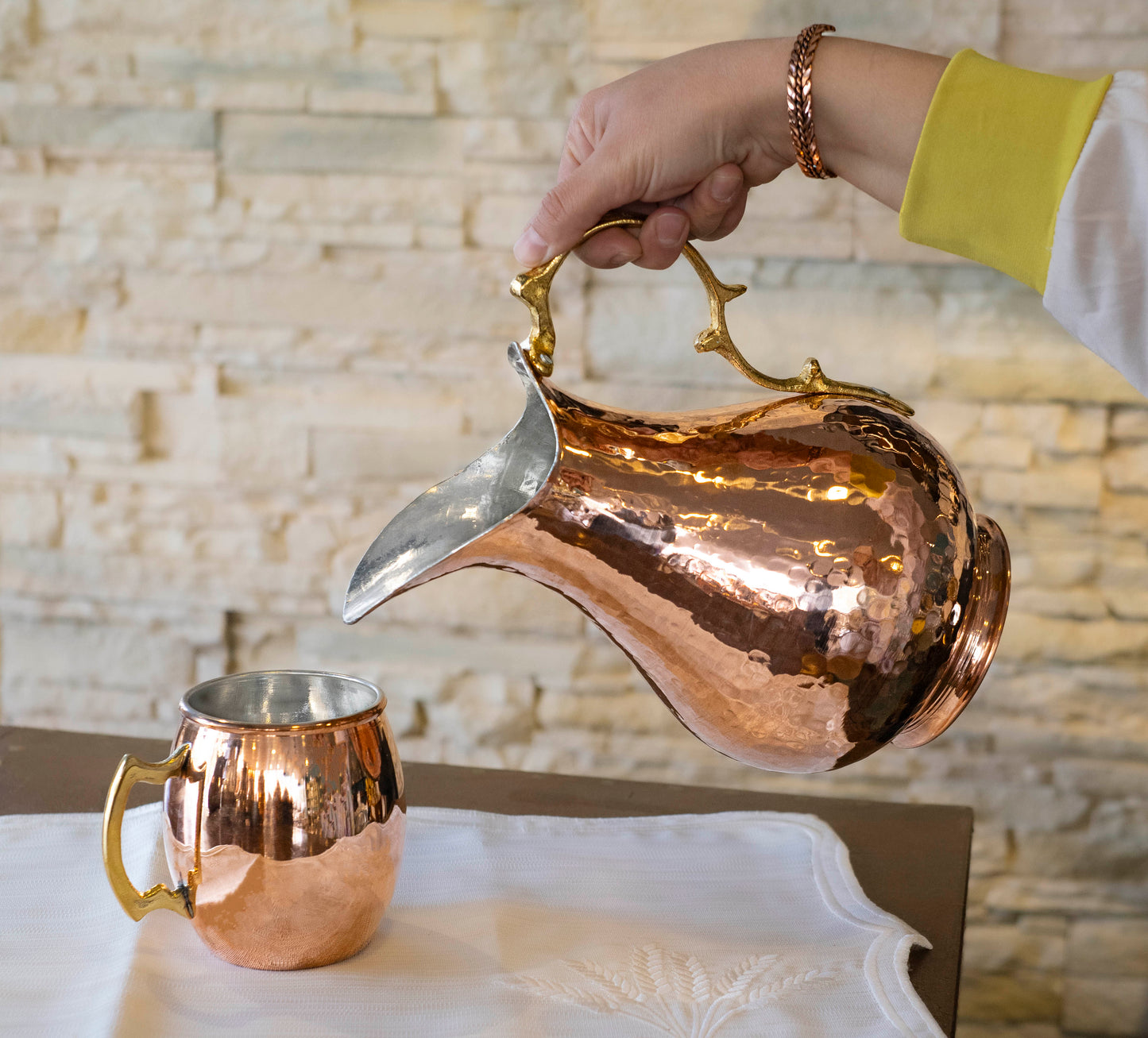 Handmade Copper 2 Liters Pitcher, Vintage Copper Pitcher, Unique Copper Pot, Copper Kitchen Decor