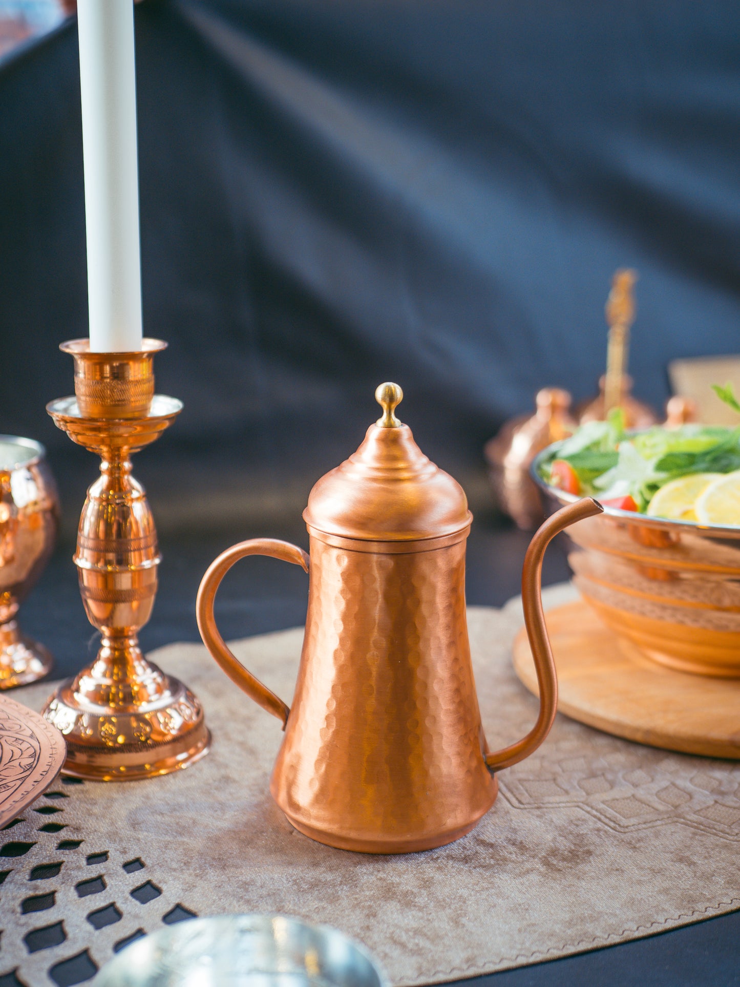 Handmade Hammered Copper Oil Dispenser, Matte Copper, 3 Size Options