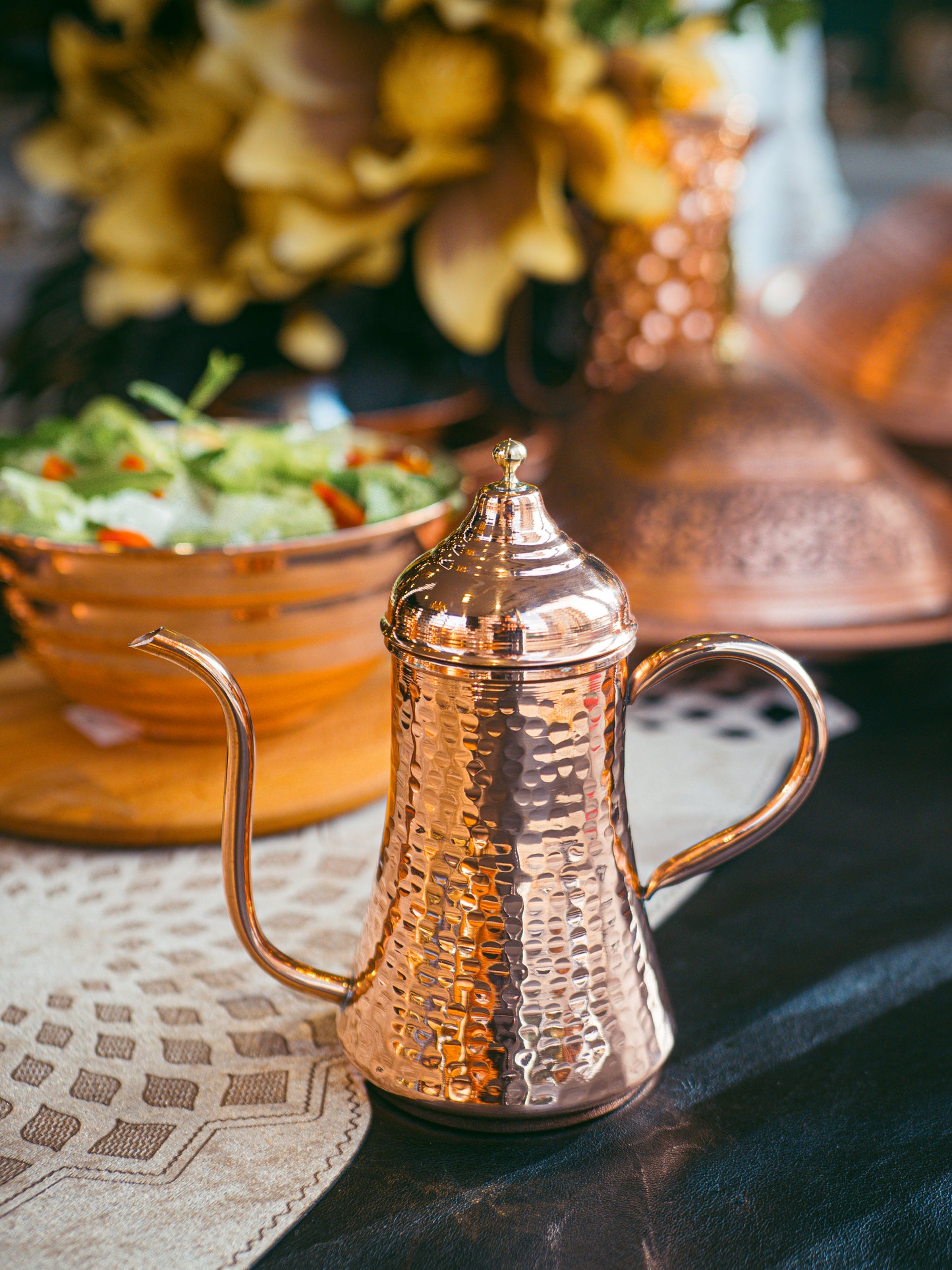 Handmade Hammered Copper Oil Dispenser, Bright Copper, 3 Size Options