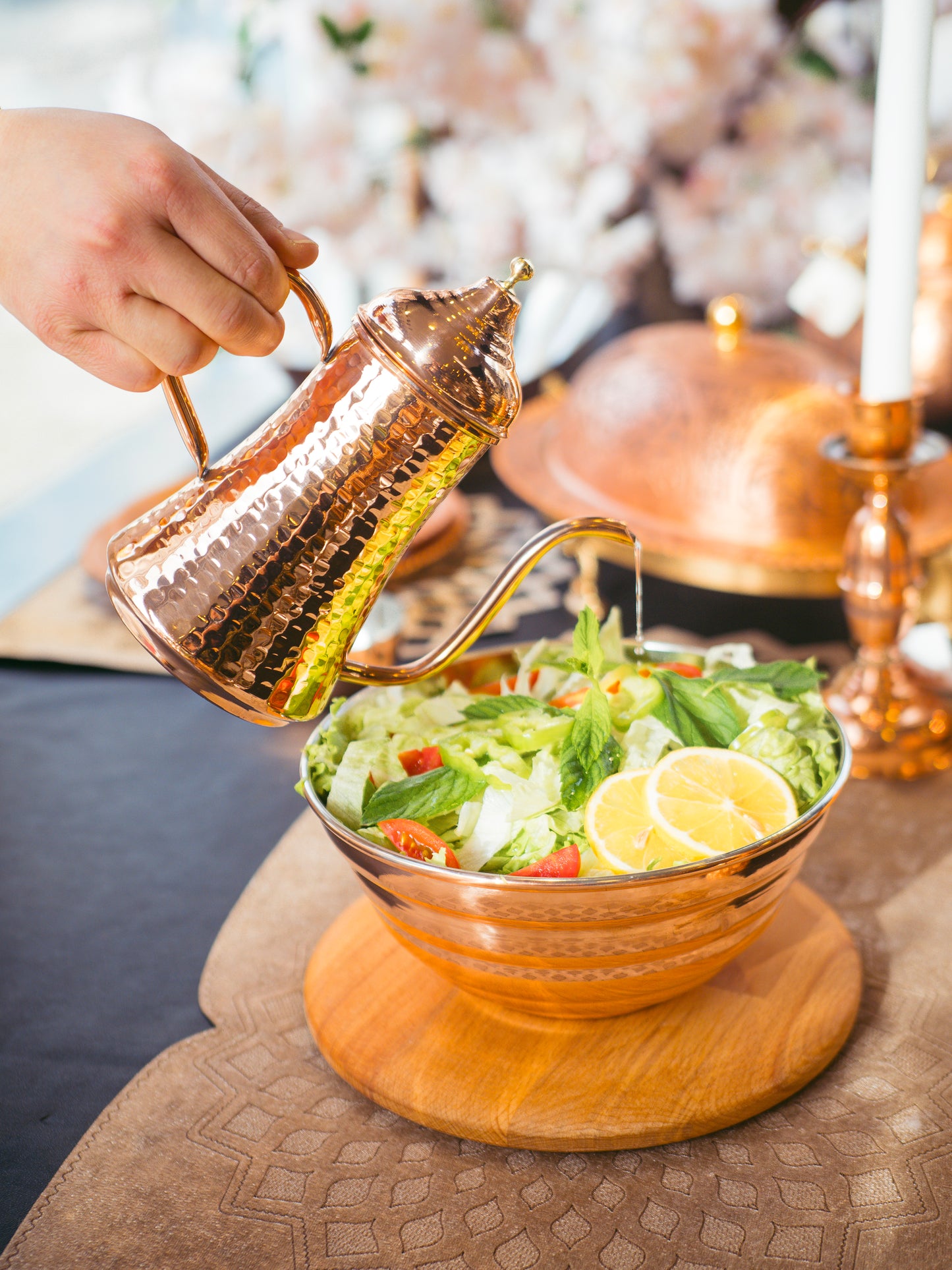 Handmade Hammered Copper Oil Dispenser, Bright Copper, 3 Size Options