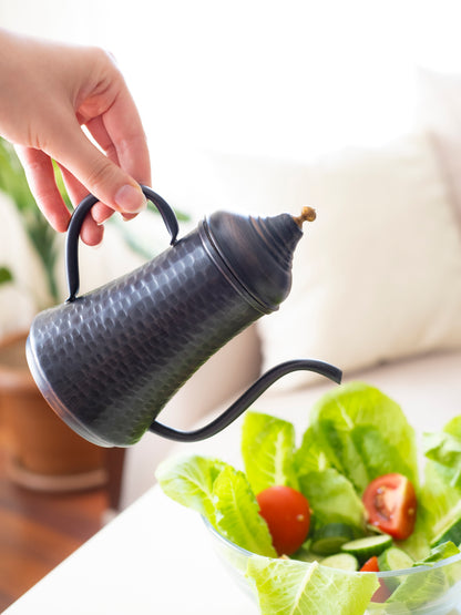 Handmade Hammered Copper Oil Dispenser, Oxidized Copper, 3 Size Options