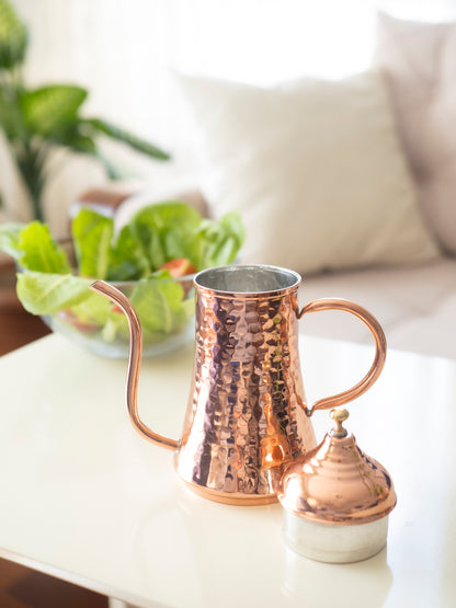 Handmade Hammered Copper Oil Dispenser, Bright Copper, 3 Size Options