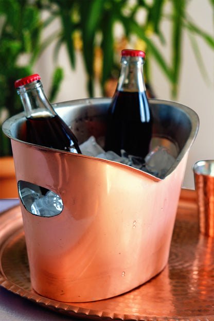 Handmade Solid Oxidized Copper ce Bucket to Keep your Beers, Cola and all Drinks Cold, Gift for Husband, New Year Gift, Anniversary Gift