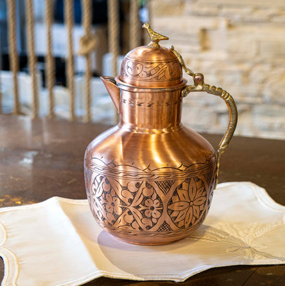 Copper Pitcher, Pure Hammered Copper Pitcher, Handmade Copper Pot, 3 Liters Pitcher, Vintage Copper Pitcher