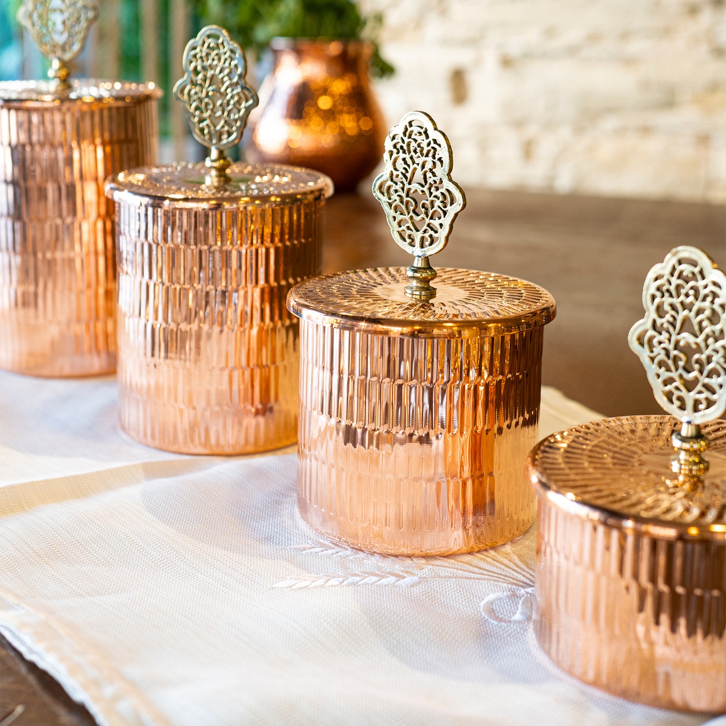 Handmade Copper Canister Set of 4, Handmade Copper Jar Canister, Vintage Canister, Copper Storage Box, Kitchen Decoration