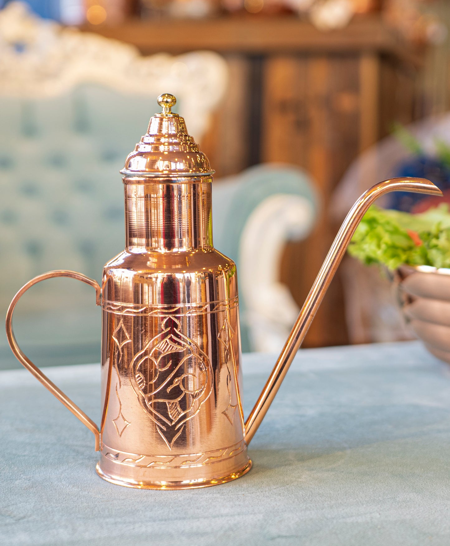 Handmade Engraved Copper Oil Bottle, Copper Oil Cruet, Copper Oil Bottle, Copper Gift